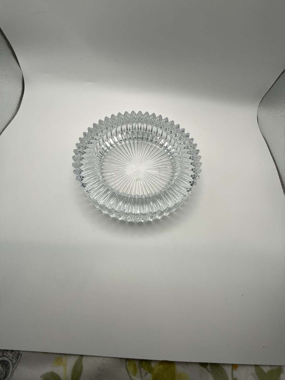 Vintage Clear Pressed Glass Starburst Pattern Ashtray